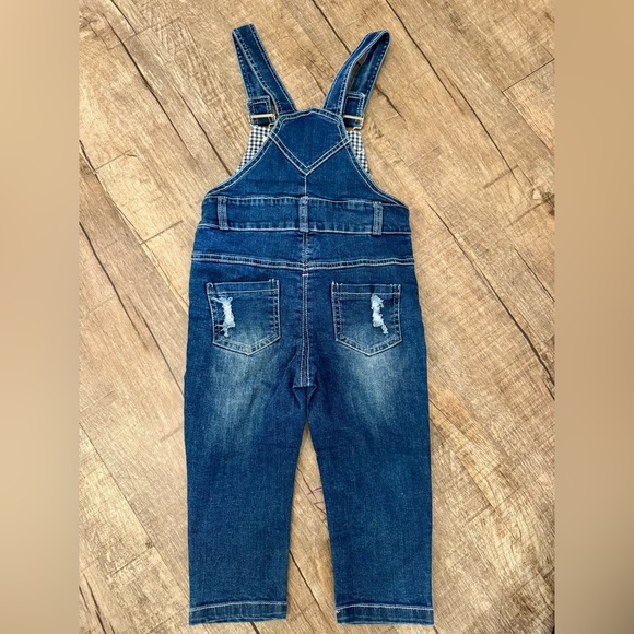 NWOT Kids Toddler Distressed Denim Overalls – Approx. Size 2T - Picture 5 of 8